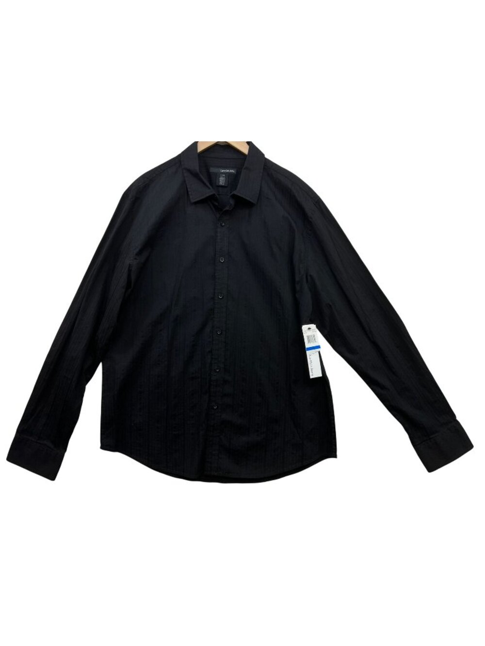 Calvin Klein Jeans Mens Cotton Button-Down Shirt Long Sleeve Size XL Black Solid